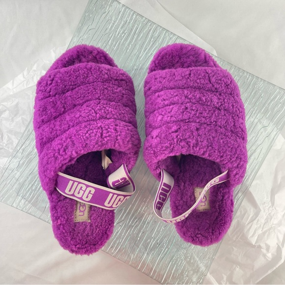 UGG Fluff Yeah Slide Slippers | Size 8 | Bold Purple Plush Comfort - Picture 9 of 9